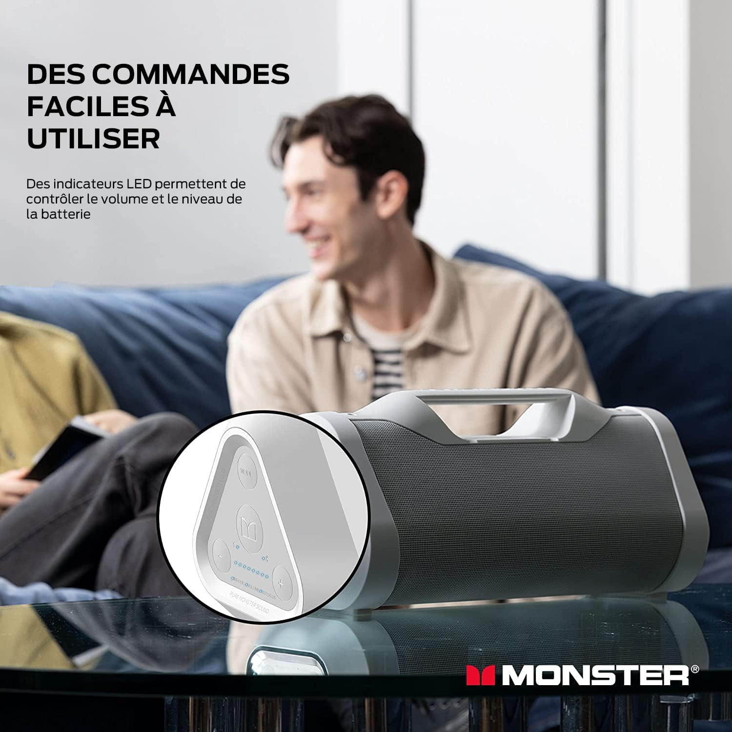 Monster Blaster 3.0 Portable Speaker, 120W Wireless Bluetooth Speaker, IPX5 Rechargeable Waterproof, Charge Out & Aux Input