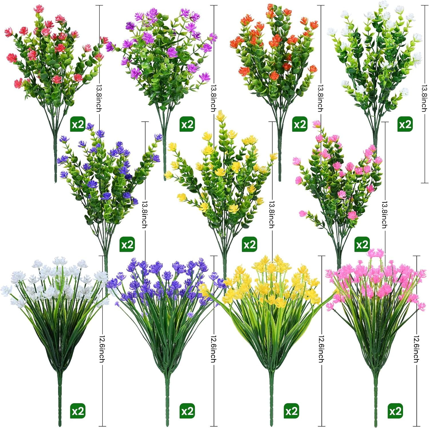 Artificial Plants Outdoor, 20PCS Artificial Flowers, UV Resistant Fake Flowers, Faux Flowers for Outdoor Planters for Front Porch Pot Decor
