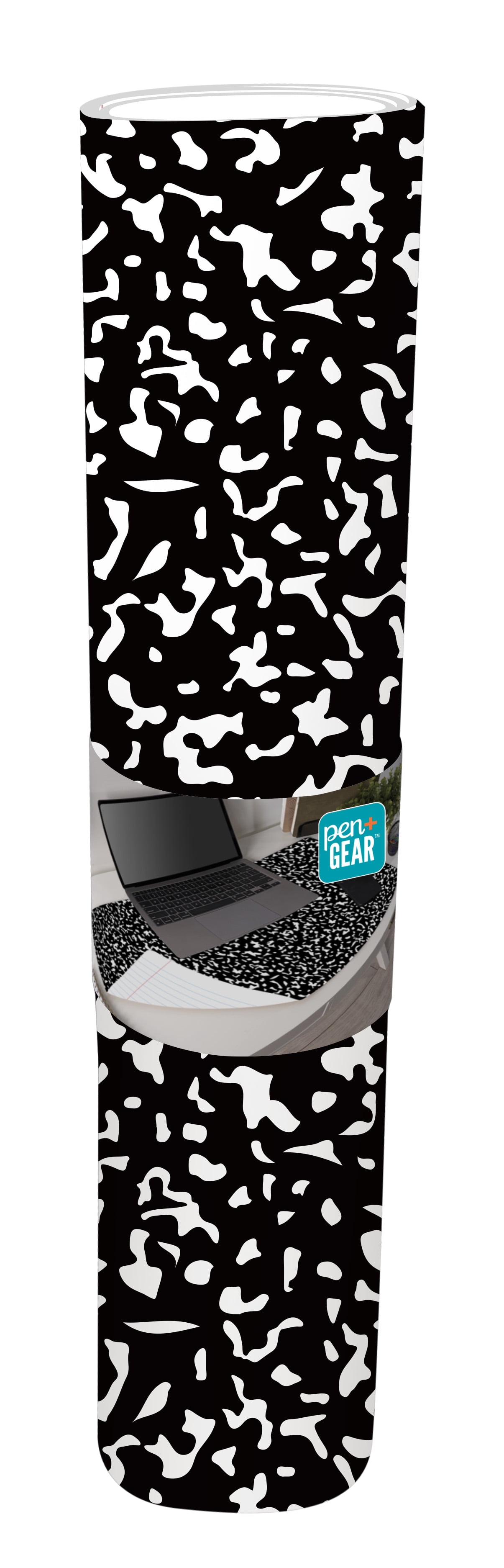 Pen+Gear Reversible Desk Mat, Black and White Composition Book Design, 25.98 in x 14.96 in