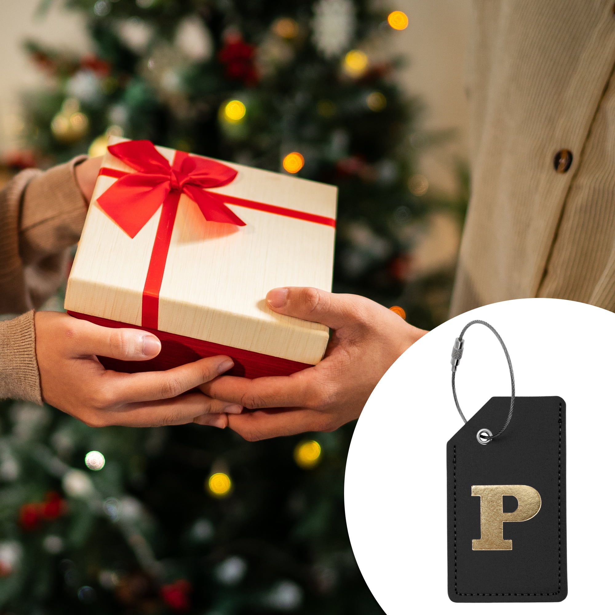 Unique Bargains 1 Pc Stylish Durable Luggage Tag for Travelling Black [Letter P]