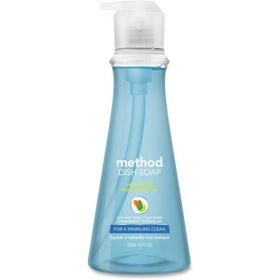 Method MTH00734CT 18 oz Sea Minerals Dish Soap Pump Bottle - Light Blue