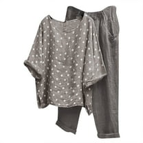 JINMGG Two Piece Outfits Women, 2026 Fashion Fall Women's Summer Solid Color Waist Waist Suit Fashion Casual Two-Piece Suit Gray L