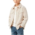 thumbnail image 4 of Girls Corduroy Shirts Long Sleeve Casual Soft Button Down Kids Fall Shirts Beige 8-9 Years, 4 of 9