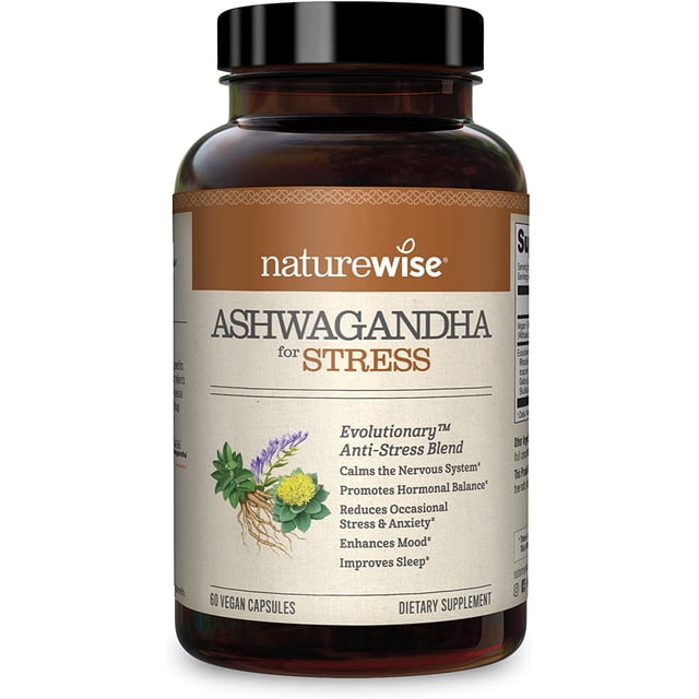 Suplemento Ashwagandha NatureWise Alivia el Estrés y la Ansiedad Extracto Orgánico 60 Capsulas Vegetarianas NatureWise NW-85356466