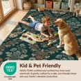 thumbnail image 4 of Design&I 6'x9' Washable Area Rug Sleek Flatweave Pet Friendly Gothic Floral Damask Wildlife Repeat With Scroll Frame Vintage Moth Refined for Queen Size Bedroom, Under Bed, 4 of 7