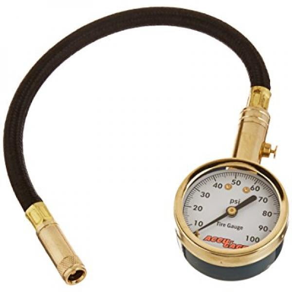 15 PSI Angled Swivel Chuck Accu-Gage RH15XA Low Pressure Tire Pressure Gauge with Protective Rubber Guard