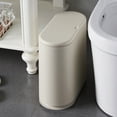 thumbnail image 5 of HANAMYA 8 Liter Slim Trash Can w/Press Top Lid Garbage Bin for Bathroom in White, 5 of 7