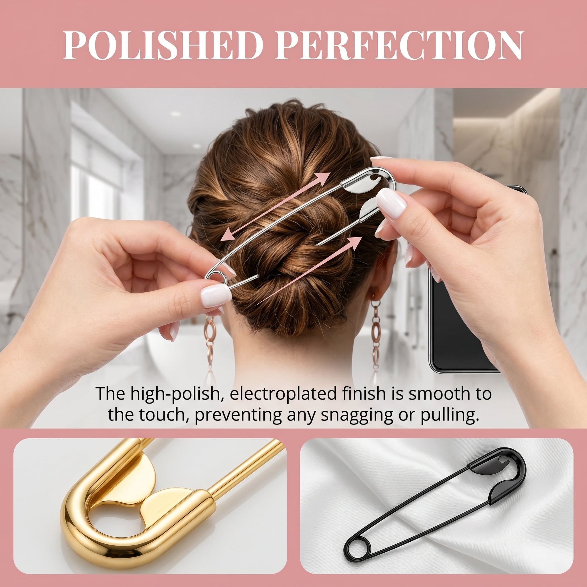 Zzjniupiyyds Hair Barrette, Pin & Clip, Silver, 3 Count