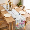 thumbnail image 3 of Table Runner 90 Inches Long for Kitchen Dining, Tulips Spring Floral Dresser Scarf Farmhouse, Dining Table Decorations for Wedding/Parties, Pastoral Flowers Butterfly Wooden 13 x 90 In, 3 of 8