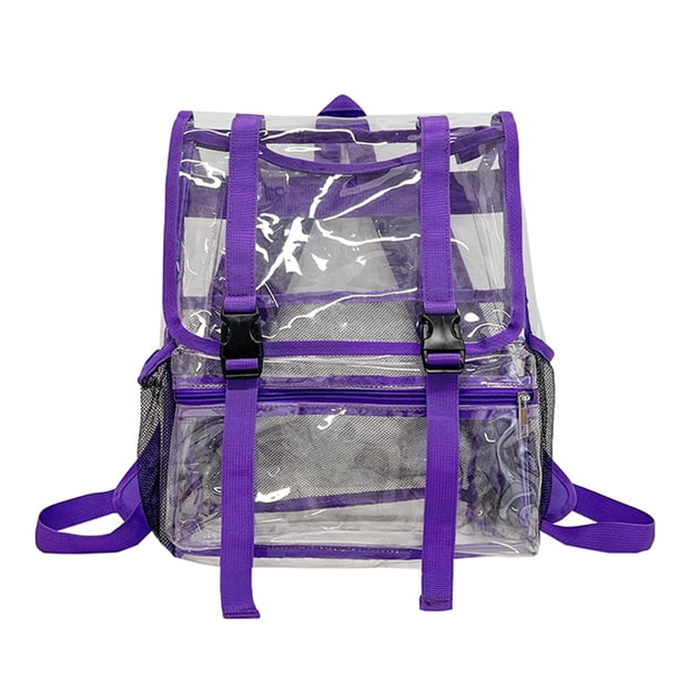 Mochila Estudiante PVC Transparente Mochila Deportiva Gran Capacidad para Mujer (púrpura)