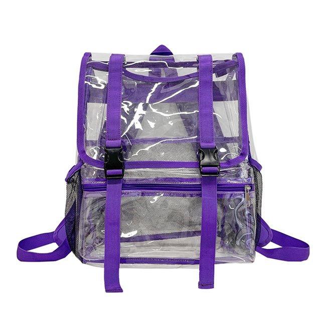 Mochila Estudiante PVC Transparente Mochila Deportiva Gran Capacidad para Mujer (púrpura)