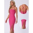 thumbnail image 2 of DARING DIVA Spaghetti Strap Sleeveless Split Bodycon  Dress XL Hot Pink, 2 of 6