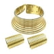 thumbnail image 3 of Conjunto de collar y pulsera con correas para el cuello, estilo gargantilla africana vintage, ajustable con cierre a presión. Oro, 3 of 8
