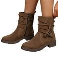 thumbnail image 5 of Women's Ankle Boots - Oversized Square Toe Suede Short Work Boots with Side Zipper and Round Toe, 5 of 9