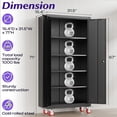 thumbnail image 3 of HIWALEN Metal Garage Storage Cabinet with 4 Adjustable Shelves & Universal Wheels | 71" Steel Lockable Garage Cabinets, Heavy-Duty Tool Storage Cabinet for Home, Basement, Workshop (Black), 3 of 10