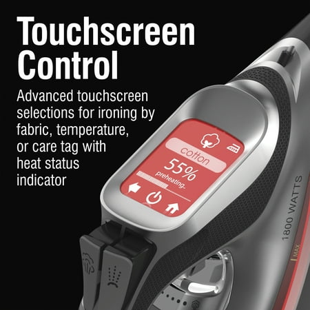 CHI 1800 Watts Titanium Ceramic Touchscreen Iron, Black