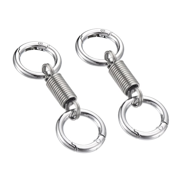 Llavero de Doble Anillo de Primavera Soporte de Llave Dual Llavero Desmontable Accesorios de Llave en Forma de Resorte Anillo de Llave Dividido Dual Plateado 2