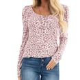 thumbnail image 5 of Camisa de Leopardo ANGGREK Top de Manga Larga para Mujer, Mangas Abullonadas, Cuello Redondo, Otros, 5 of 5