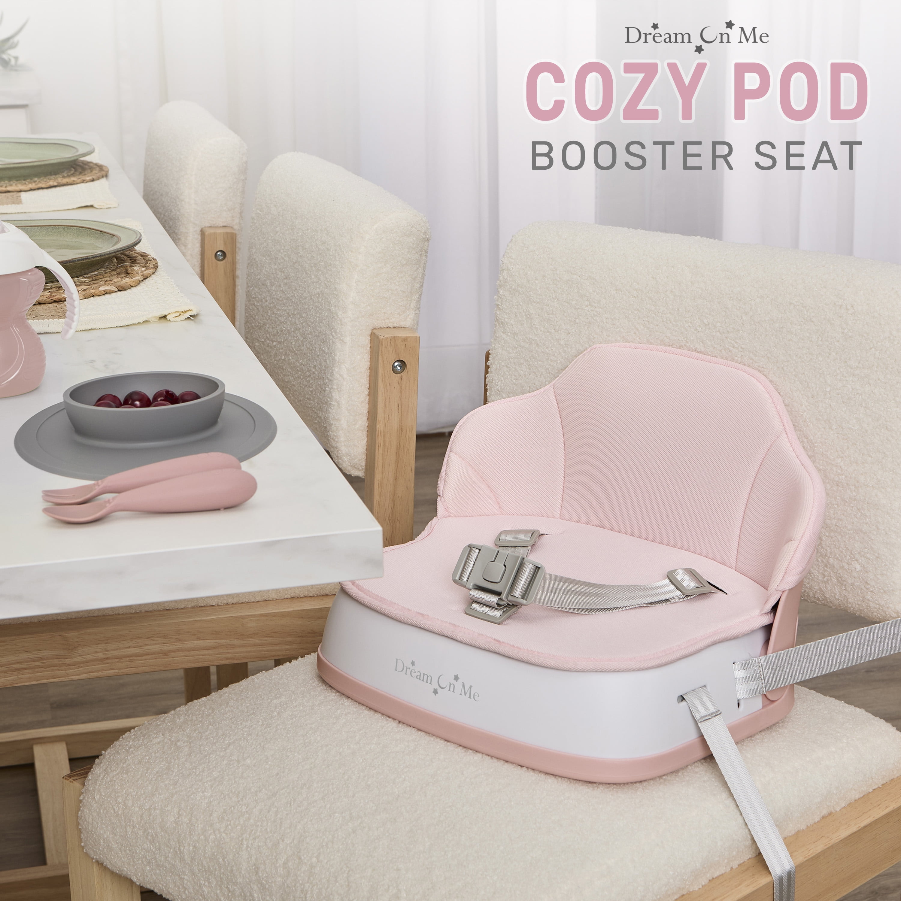 Dream On Me Cozy Pod Booster Seat with Removable Cover, Pink