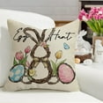 thumbnail image 5 of Happy Easter Hunny Bunny Decorative Throw Pillow Covers 18 x 18 Set of 4, Home Sweet Home Rabbit Wreath Porch Patio Spring Outdoor Pillowcase, Egg Hunt Tulip Flower Cushion Case Home Decor, 5 of 6