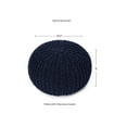 thumbnail image 3 of Round Pouf Foot Stool Bean Bag Ottoman - Cable Knitted Cord Boho Pouffe - Poof Accent Bean Bag - Handmade by Artisans for Living Room - Bedroom (19.5"x19.5"x14") - Navy Blue, 3 of 20