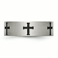 thumbnail image 3 of Chisel Stainless Steel Brushed and Polished Black IP-plated Crosses 7mm Band SR150, 3 of 6