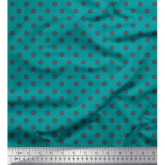 Soimoi Viscose Chiffon Fabric Dot & Floral Shirting Printed Fabric 1 Yard 42 Inch Wide