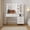 1, variant on Takywep White & Gold LED Vanity Desk with Lighted Mirror (3 Modes) - Rattan-Door Cabinet, Side Storage Drawers, Built-in Power Outlet, Included Rattan Accent Stool for Bedroom
