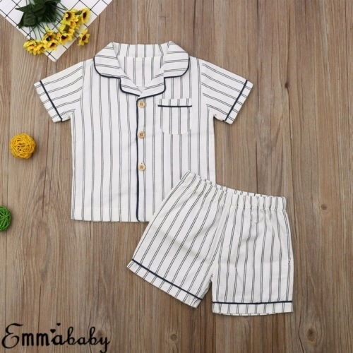 Hooyi Baby Boy Sleepwear Cotton Children Short Sleeve Tractor Pajamas Set