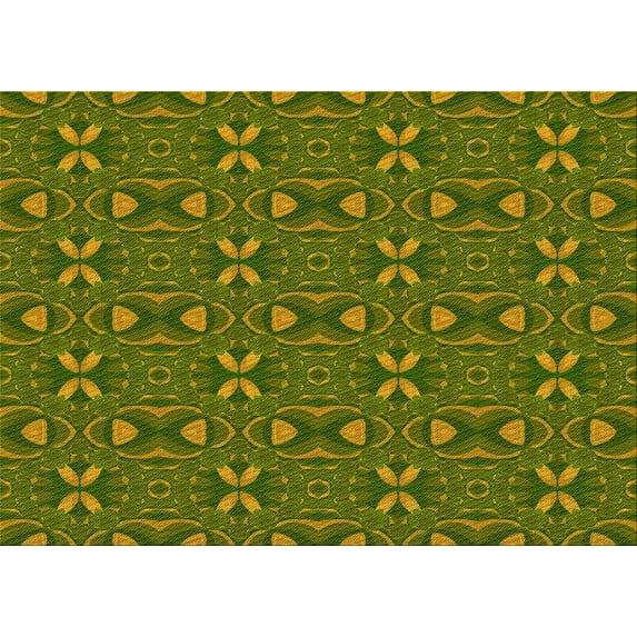 Ahgly Company Indoor Rectangle Patterned Dark Yellow Green Area Rugs, 5' x 7'