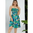 thumbnail image 2 of HAPPY BAY Women's Flowy Beach Evening Boho Swing Tube Top Smocked Mini Dress Strapless Dresses for Women One Size Tropical, Blue, 2 of 5