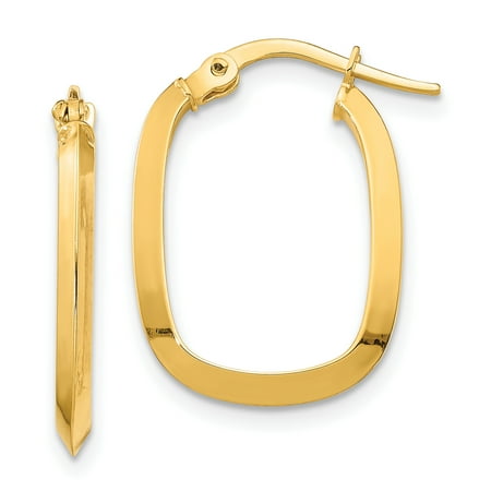 Primal Gold 14 Karat Yellow Gold Small 2x2mm Knife Edge Oval Hoop Earrings