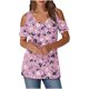 thumbnail image 1 of Tops de Algodón para las Mujeres Color Bloqueado Impreso Manga Corta Cuello en V Fuera Del Hombro, Top de Moda para Diario, 1 of 6