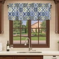 thumbnail image 6 of 2 Pack Valances for Window, Middle Century Short Curtains for Kitchen Bedroom Living Room, Vintage Farmhouse Bohemia Style Blue Rod Pocket Small Window Treatment Valance Drapes 42 x 18 Inch, 6 of 8