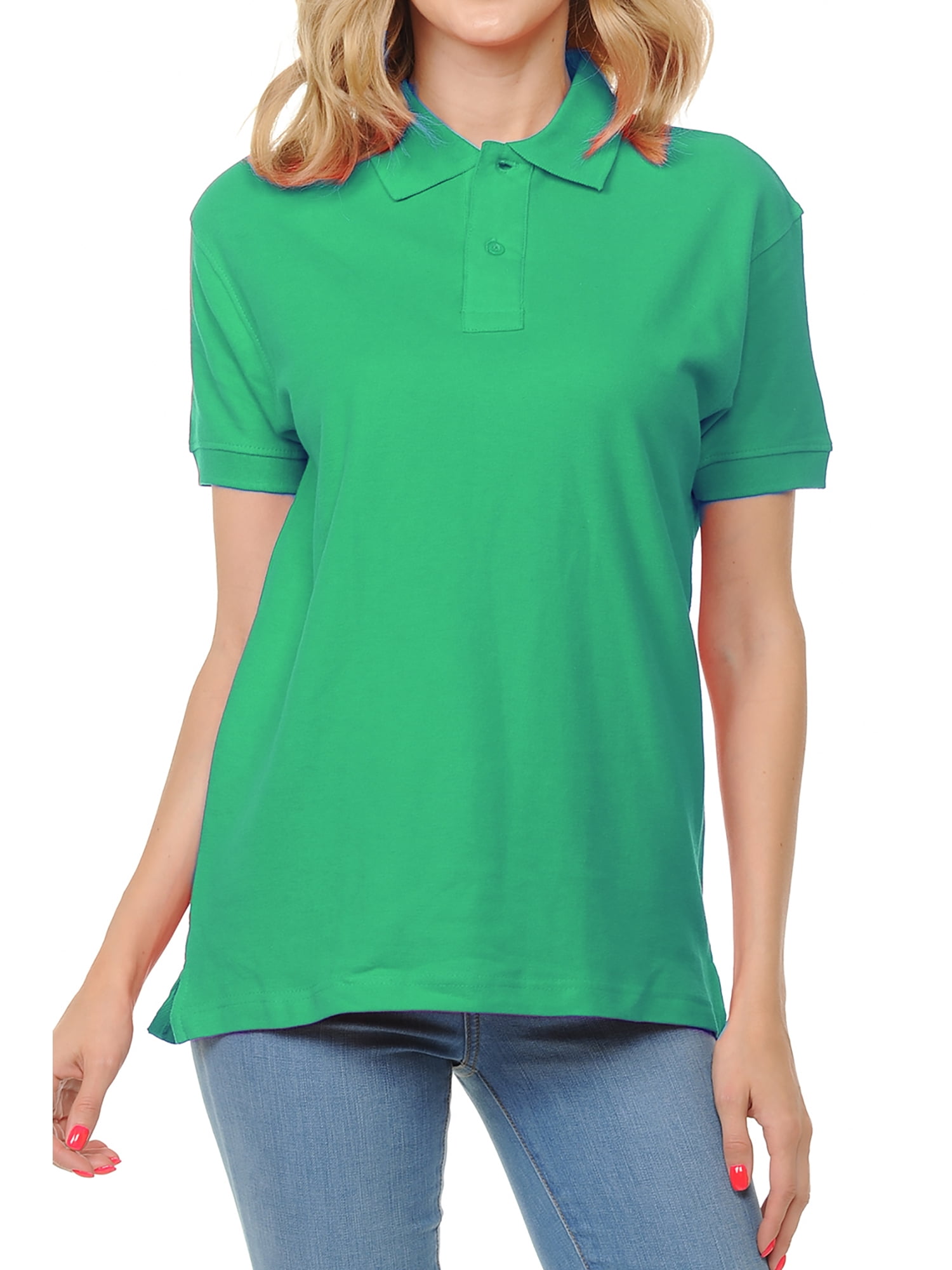Basico (Kelly Green) Polo Collared Shirts For Women 100% Cotton Short ...