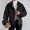 Black, variant on Aboser Womens Fuzzy Sherpa Jacket Coat Button Down Fleece Jackets Warm Long Sleeve Outerwear Trendy Lapel Cropped Coat Winter Thicken Jackets Dark Gray M