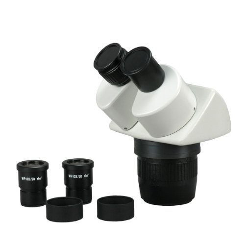 AmScope SW24BZ Binocular Stereo Microscope Head, WH10x Eyepieces, 20X/40X/80X Magnification, 2X/4X Objective, Includes 2