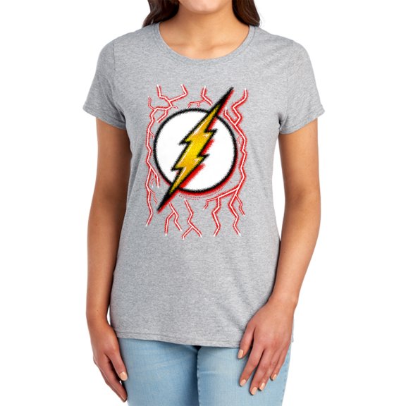 DC Flash Airbrush Bolt Women's T Shirt, Athletic Heather, Medium