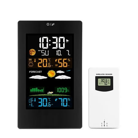 

Weather Stations with Outdoor Sensor Wireless Temperature Monitor Wireless Weather Station for Indoor Outdoor Barometer Thermometer Hygrometer Weather Forecast Radio Control Alarm Clock