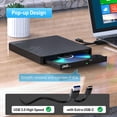 thumbnail image 3 of ORIGBELIE Unidad de DVD Externa, Unidad de CD USB 3.0 Tipo C CD/DVD ROM +/-RW Adaptador con Puerto USB Grabadora de DVD para computadora portátil PC de Escritorio, Unidad de Disco óptico Reproductor d, 3 of 5