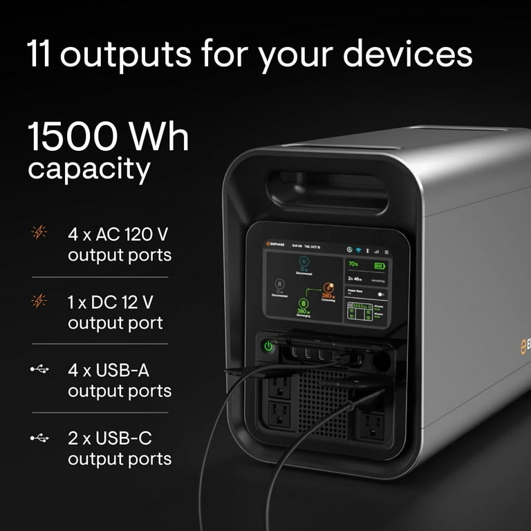 Enphase IQ PowerPack 1500 Wh Portable Power Station | UL 9540A