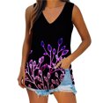 thumbnail image 1 of Gibobby Camiseta sin mangas con cuello en V y estampado de flores degradadas para mujer(Morado,CH), 1 of 5