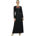 thumbnail image 4 of Bimba Women's Black Rayon Aari Work Long Maxi Casual Dress With Pockets-24, 4 of 4