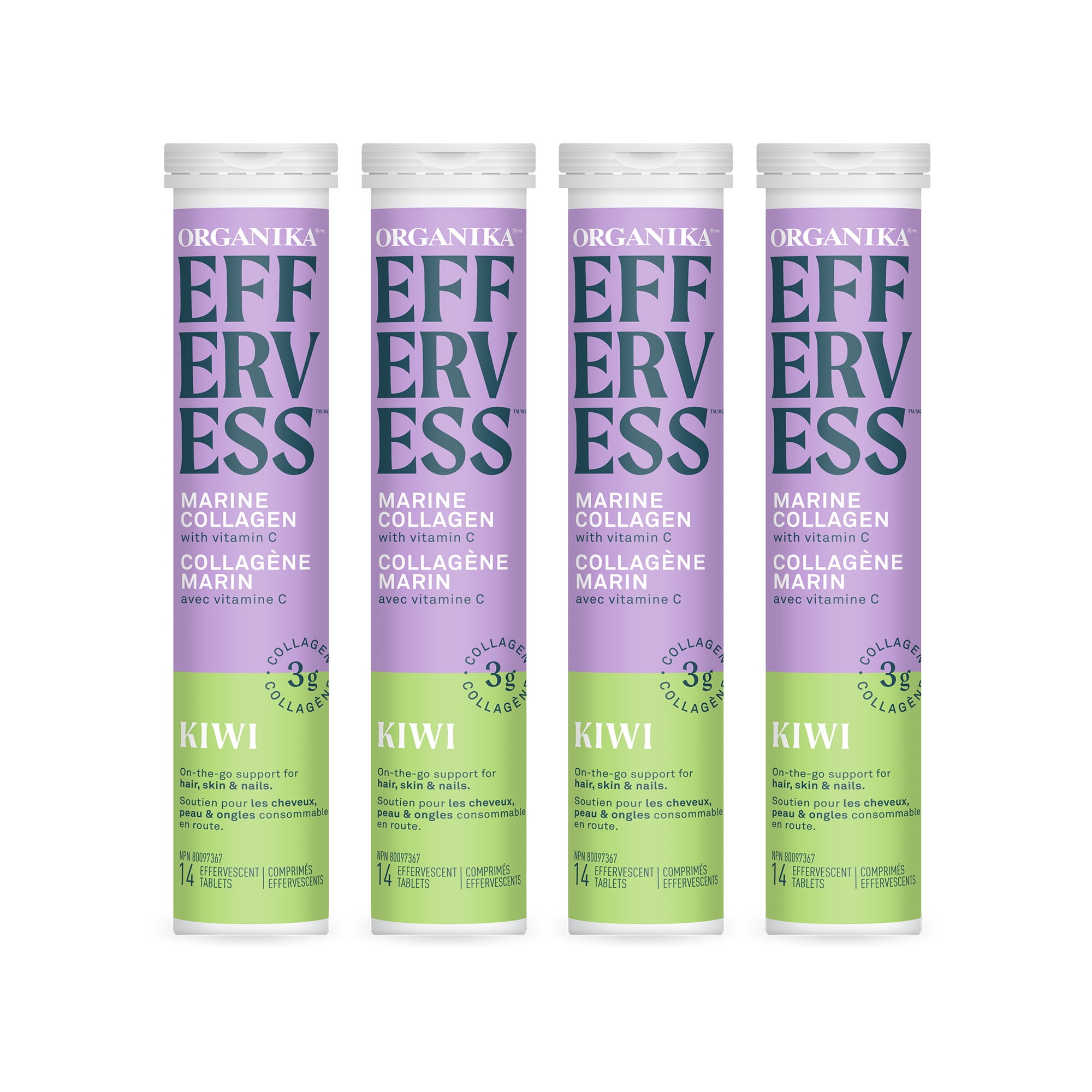 Organika Effervescent Marine Collagen Kiwi Tablets with Vitamin COn