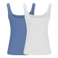 thumbnail image 3 of Wyobmus 2PC Womens Tank Top Sleeveless Ribbed Knit Basic Cami Shirts Summer Spaghetti Straps U Neck Fitted Casual Tops Blouse S-5X Blue/White, 3 of 4