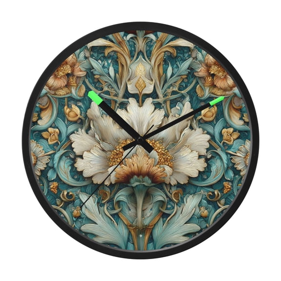 Indoor 12' Voice-Activated Luminous Decoration Wall Clock With LED Night Light Teal Blue and Beige