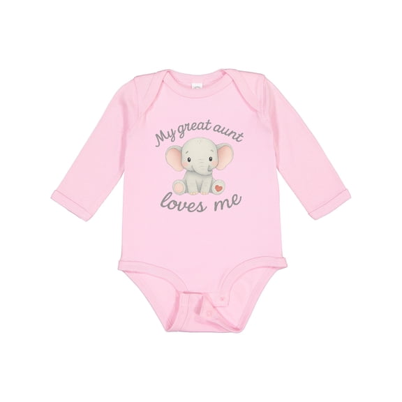 Inktastic My Great Aunt Loves Me Elephant Boys or Girls Long Sleeve Baby Bodysuit