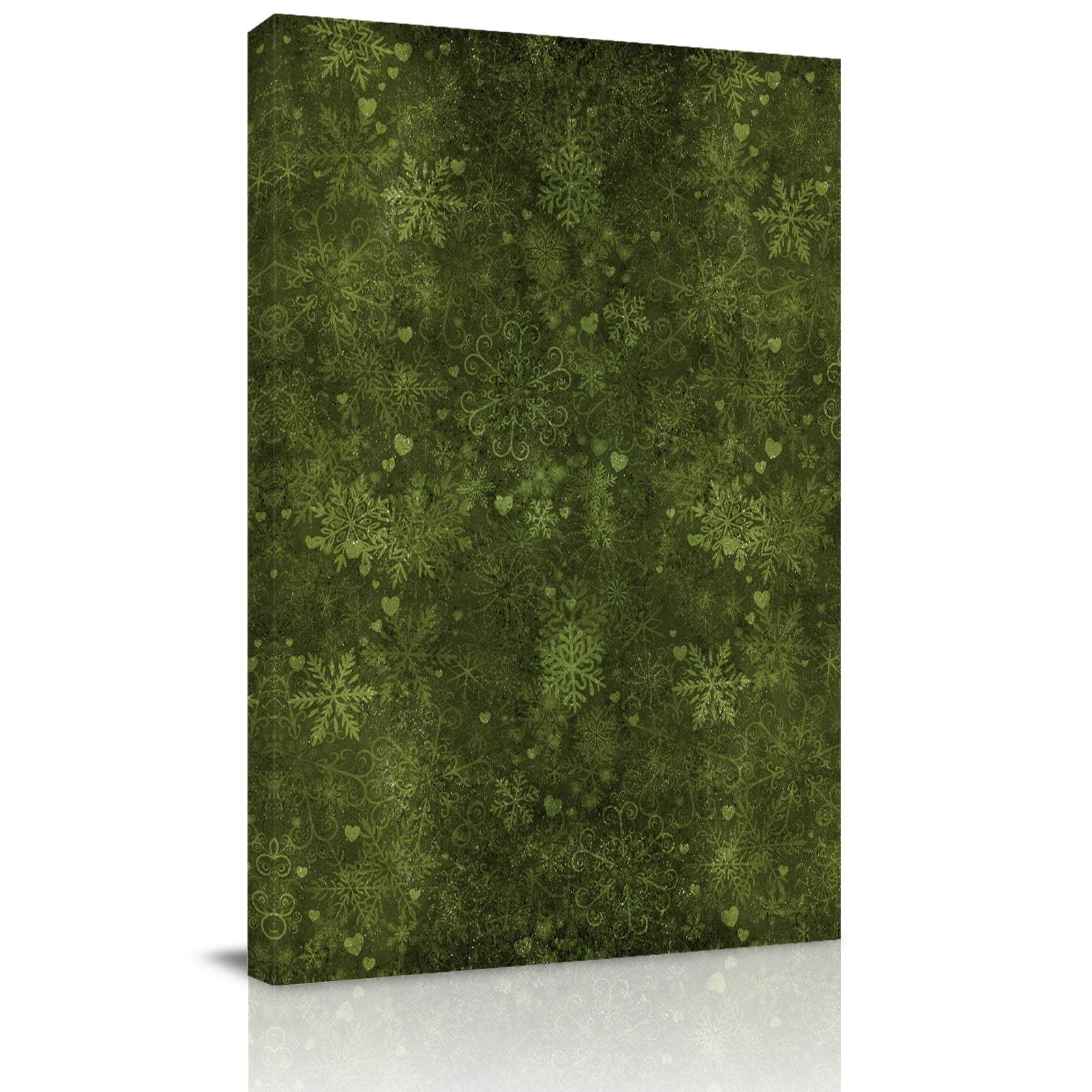 Canvas Wall Art Christmas Green Framed Canvas Prints for Bedroom Bathroom Winter Xmas Snowflakes Vintage Rustic Gallery Wrapped Wall Decor for Home Office Gifts 11 x14 Ship Next Day