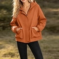 thumbnail image 4 of Htigea Fall Jackets for Women Full Zip Up Hooded Coat Lightweight Outdoor Active Jacket with Pockets Orange XL, 4 of 7