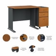 thumbnail image 3 of Series A 36W Desk with Drawers in Natural Cherry and Slate - Engineered Wood, 3 of 6